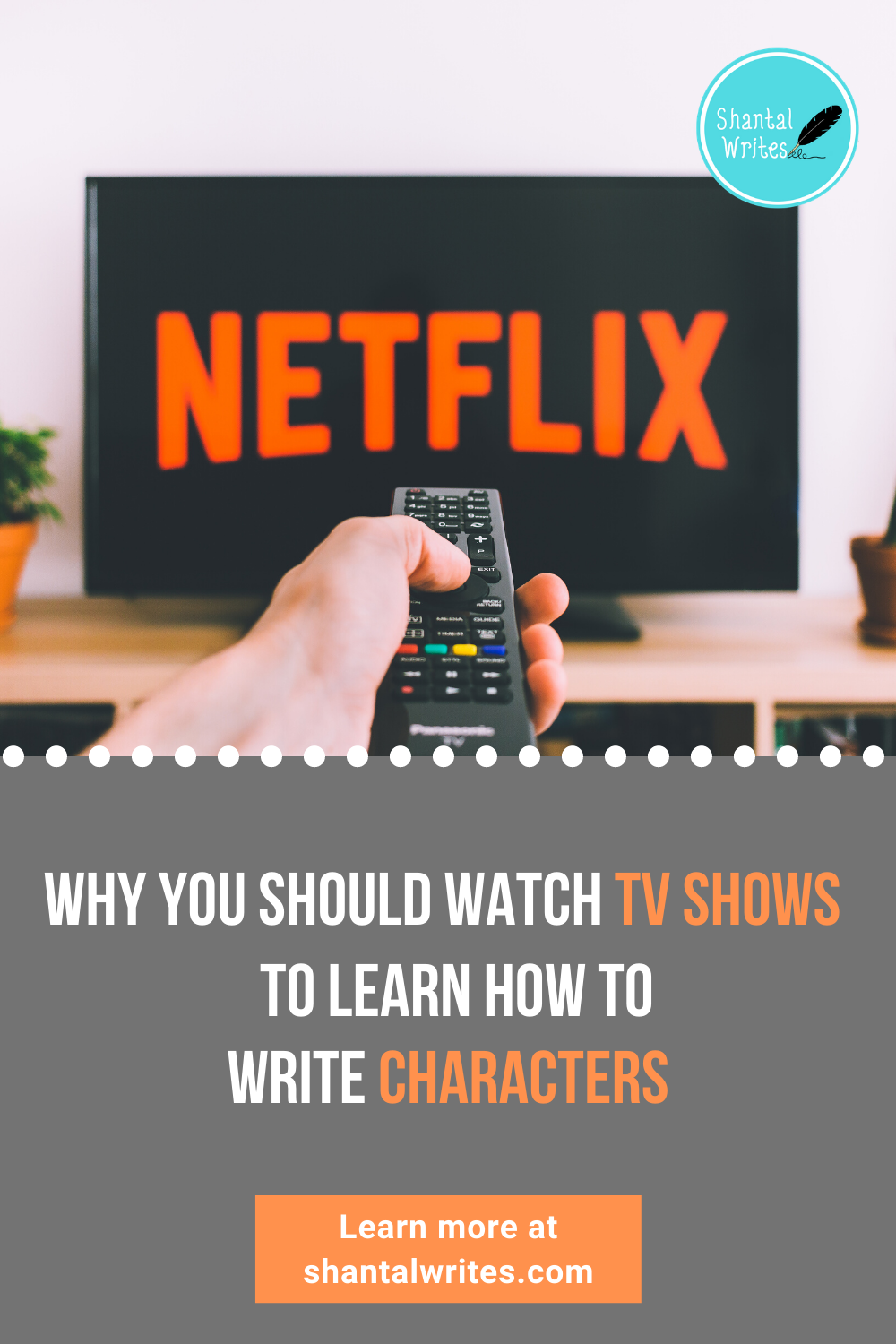 writing characters by watching tv shows pinterest graphic